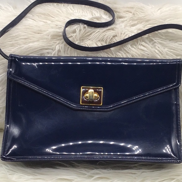 🌼3/$13🌼BUNDLE DEAL! Navy Blue Patent Clutch/Shoulder Bag - Picture 1 of 10